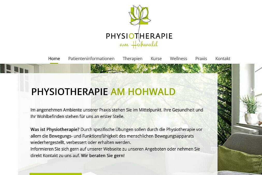 Webseite Physiotherapie am Hohwald Screenshot der Webseite Physiotherapie am Howald