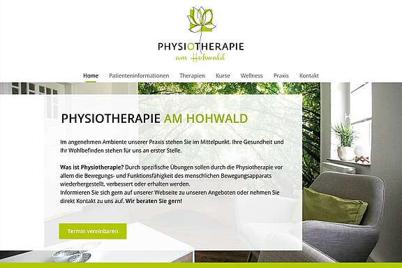 Screenshot der Webseite Physiotherapie am Howald