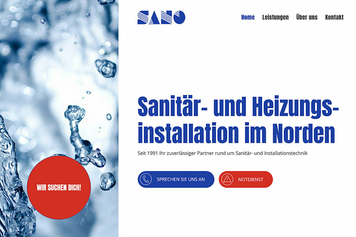 Screenshot des Webauftrittes der SaNo Gmbh aus Berlin