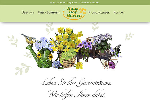 Webauftritt des Gartenzubehörgeschäfts Handelshof aus Zittau