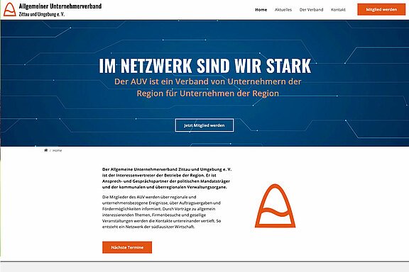 Screenshot der Website des Allgemeinen Unternehmerverbandes Zittau und Umgebung