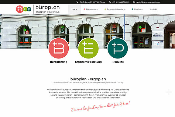 Screenshot der Webseite Büroplan-Ergoplan