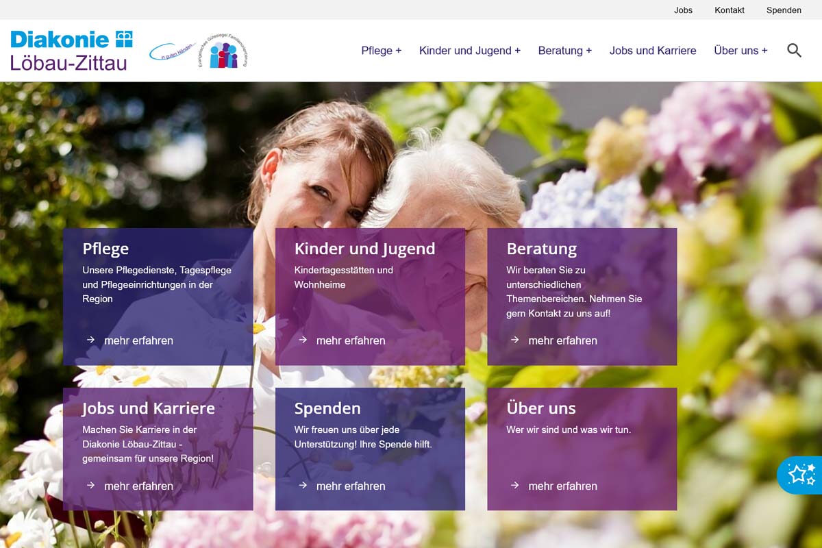 Webdesign Diakonie Löbau-Zittau Screenshot der Webseite der Diakonie Löbau-Zittau