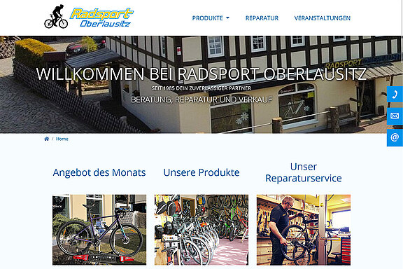 Screenshot der Website von Fahrradhändler Radsport-Oberlausitz aus Eibau