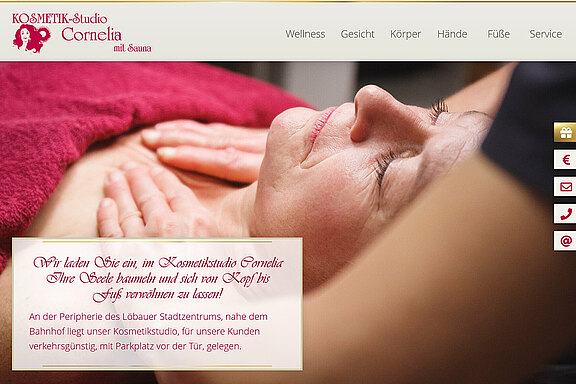 Screenshot des Webauftrittes des Kosmetiksalons Cornelia aus Löbau