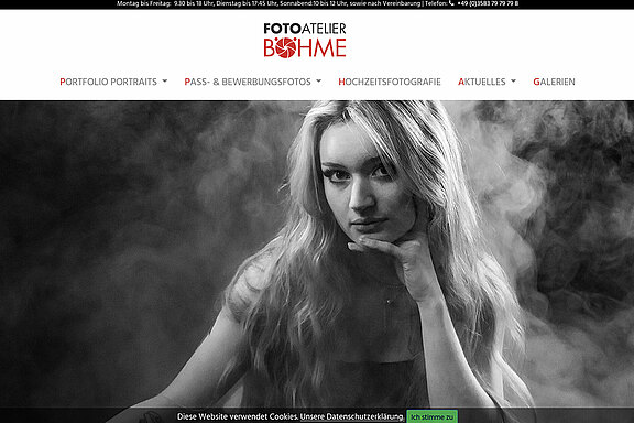 Screenshot der Website vom Fotoatelier Böhme in Zittau