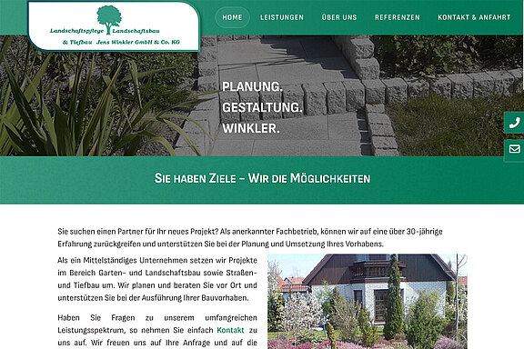 Screenshot des Entwurfes zur Website des Landschaftsbauunternehmens Winkler aus Dürrröhrsdorf-Dittersbach