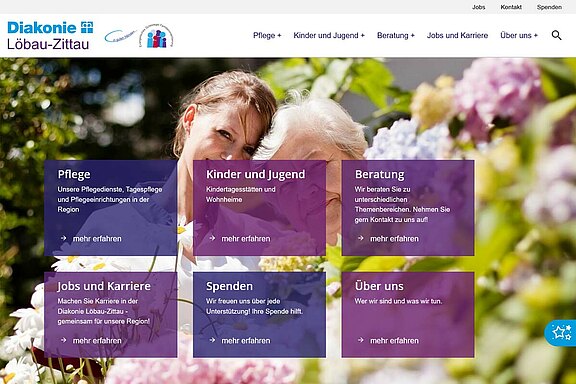 Screenshot der Webseite der Diakonie Löbau-Zittau