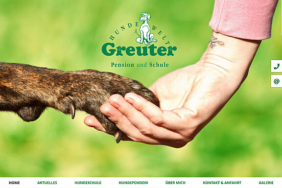 Screenshot der Website für die Hundewelt Greuter