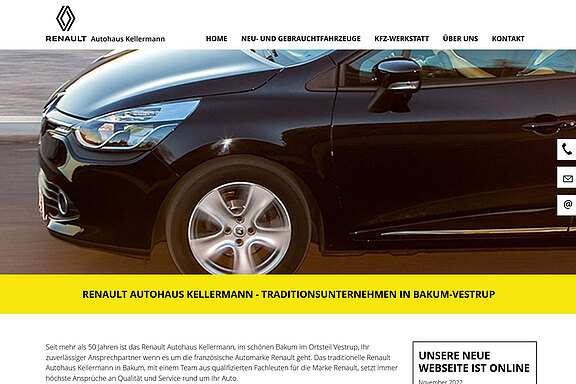 Webauftritt des Renault-Autohauses Kellermann in Bakum-Vestrup