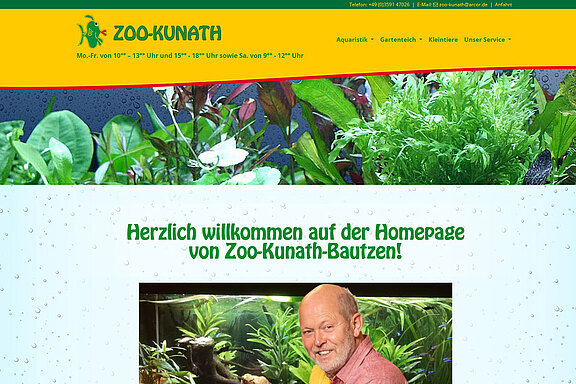 Screenshot der Website des Zoffachgeschäfts Kunath aus Bautzen